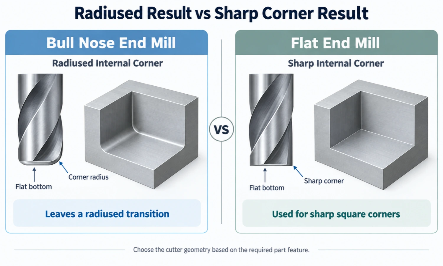 Radiused Result vs Sharp Corner Result