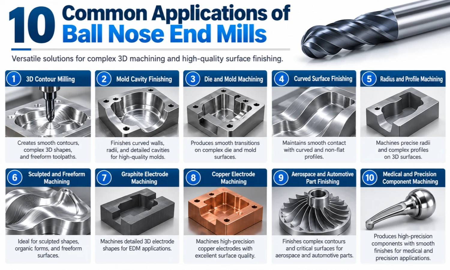 ball nose end mill applications for CNC machining