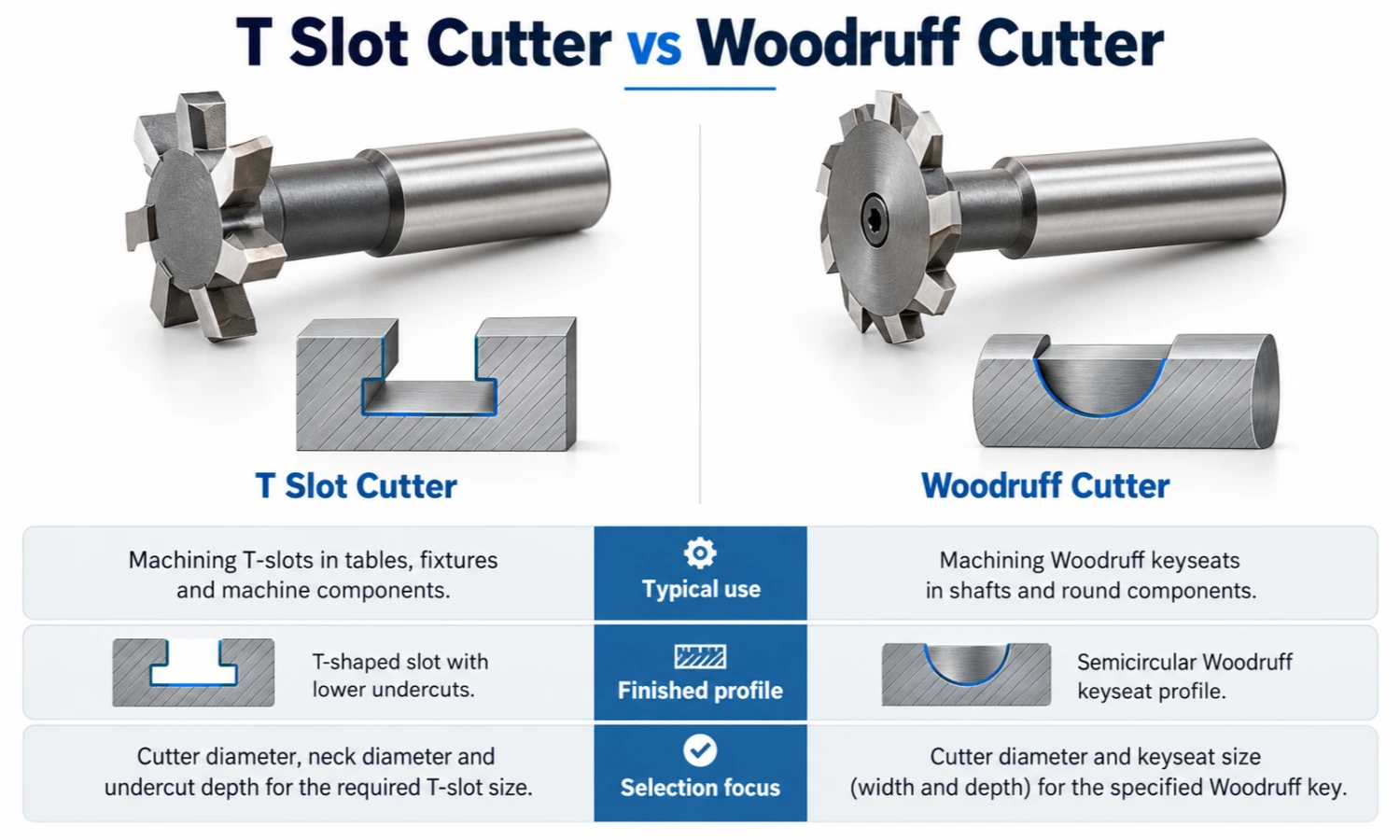 Therefore, when two cutters look similar, the next step is to compare the dimensions and cutting structure that affect the finished feature.